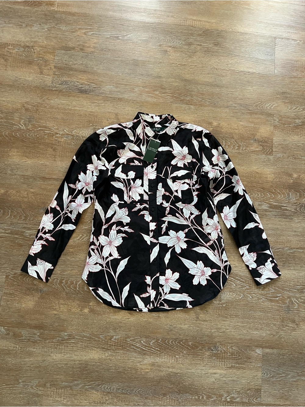 Lauren Ralph Lauren Cotton Silk Floral Button Down Shirt | Medium NWT $79.99